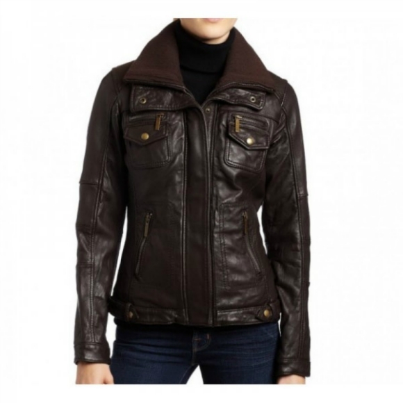 Women S Lambskin Detachable Hooded Leather Er Jacket 2017 On Pocket Style Brown Zipper Original Leather Jacket 2017 Woman S